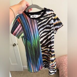 Just Cavalli Girls' Multi-Color Short Sleeve Graphic Tee dress